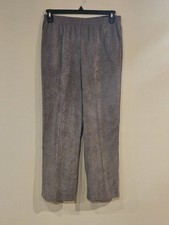 Sz 10 Alfred Dunner Women Pants Slacks Gray Corduroy Classic Fit Pull-On New