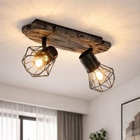 Deckenleuchte Deckenlampe Spotleuchte Spots Beweglich 2 Flammig Holzoptik E27
