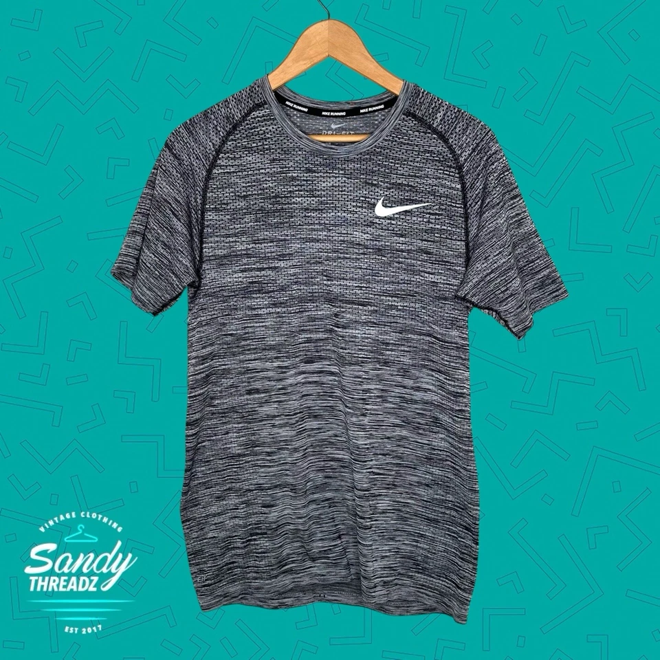 Nike Dri-fit Tejido SS Camisa Correr Gris Jaspeado Reflectante 833562-010 Hombres Pequeña Foto 3 de 4