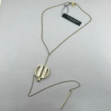 Jenny Bird Necklace Lariat Minimalist White Stone Long Gold Plated NEW "Rhine"