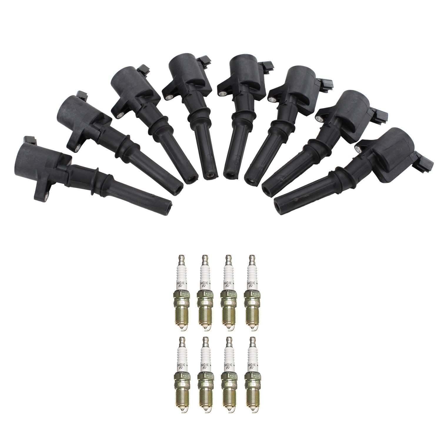 NGK Ignition Coil 8 Nickel Spark Plugs Kit For E-350 SuperDuty F150 F250 V8 CNG