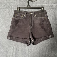 Denizen from Levis Mom Shorts Black Distressed High Rise Cut Off Denim Size 4 27