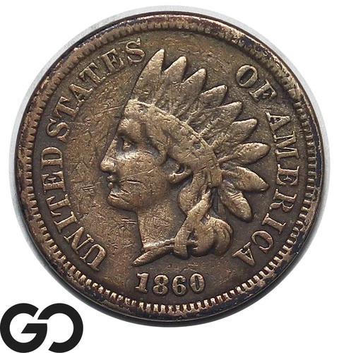 1860 Indian Head Cent Penny VF+