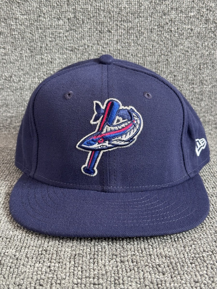 New Era 59FIFTY Fitted Cap Navy Fish & Bat Logo Size 7 3/8 MiLB