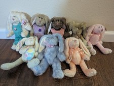 Ty Attic Treasures Bunny Lot 1993 All 8 Tagged Bunnies w/ Outfits Smoke Free