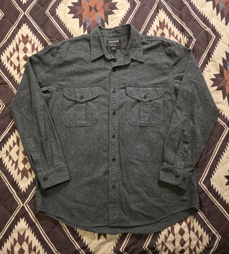 Filson Alaskan Guide Flannel Shirt Long Sleeve Heather Gray Men's Size Large - Picture 2 of 12