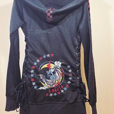 H. Anarchyism For Plus H. Naoto Black Embroidered Lace Up Hoodie