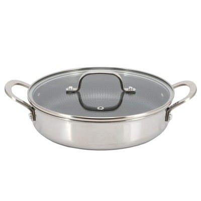 Better Chef 10 Inch 3-Ply Stainless Steel Nonstick Deep Fry Pan with Lid-Silver
