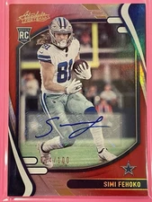 2021 Panini Absolute Simi Fehoko Rookie Auto Spectrum Red /100 #141 RC Football