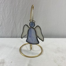 Leaded Stained Glass Hanging Purple Angel Vintage 4  With Stand