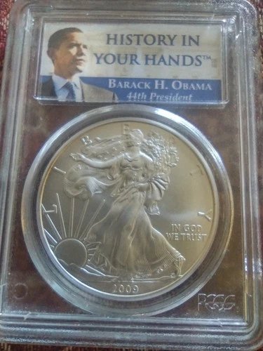 Silver Eagle .999 Bullion Coin Round Obama President Special PCGS Label 2009