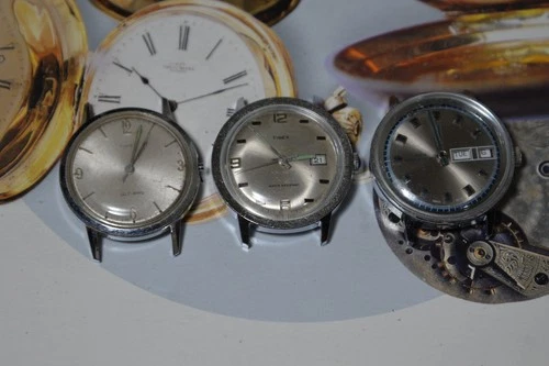 Lot of 3 Vintage TIMEX Silver Tone Men's Watches--4 Repair /Parts