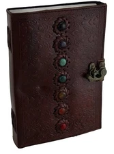 Leather Journal Seven Chakra Medieval Stone Unlined Note Book Office Diary