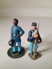 Vintage 2 Pc 2.25" Die Cast Hand Painted Civil War Soldiers Set