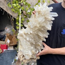 45lb Natural Clear white quartz crystal cluster specimen healing