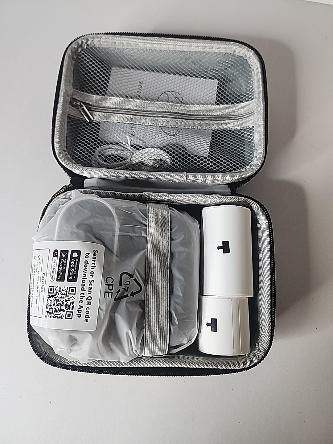 Label Maker Bluetooth Thermal Label Printer W/3 Rolls Labels And Carry Case Read