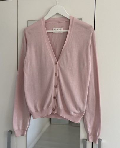Cardigan femme Maison Margiela rose boutonné col V patch coude coton taille M - Photo 1/17