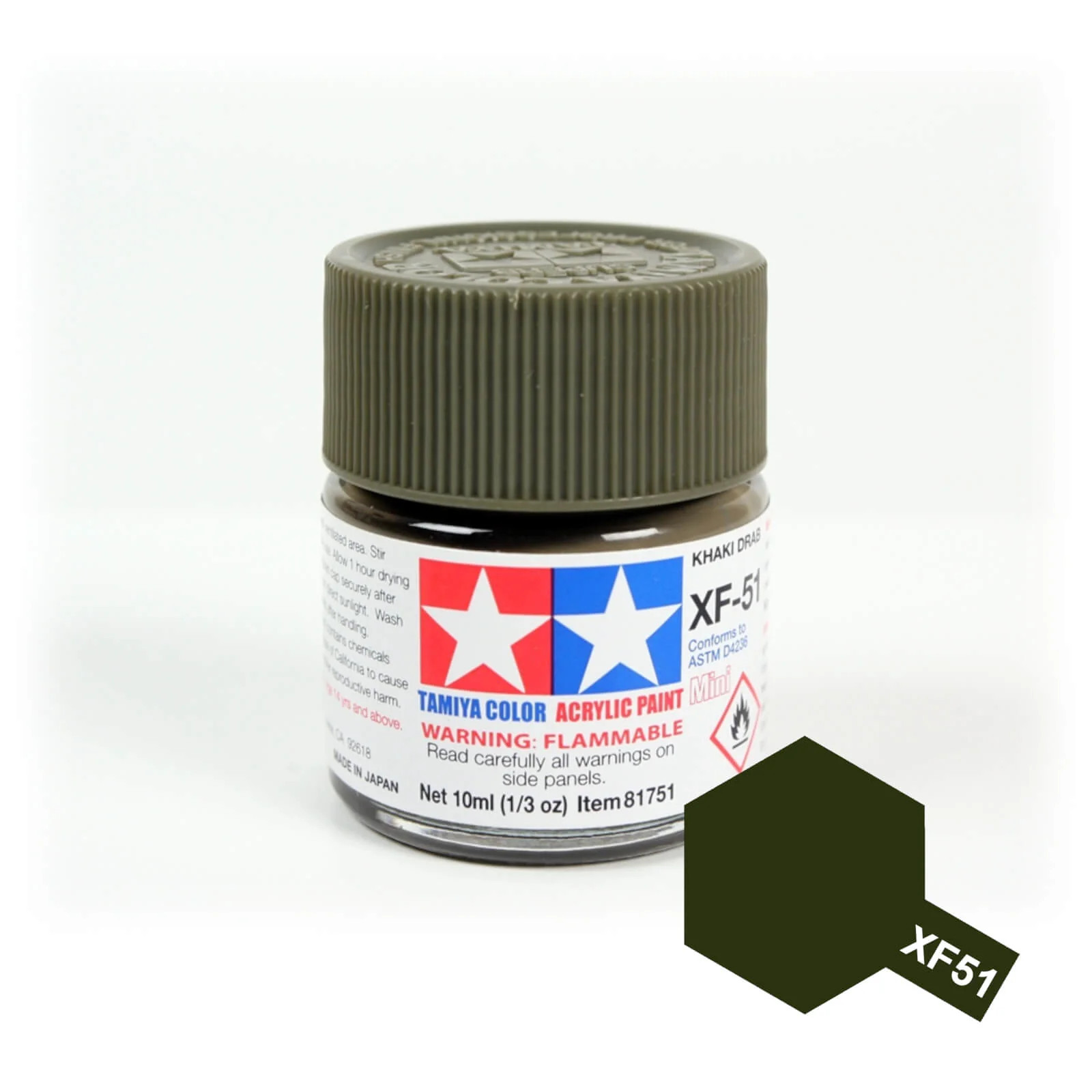 Model Building Paints Tamiya Acrylic Mini 10ml XF Matte XF-51 Khaki Drab