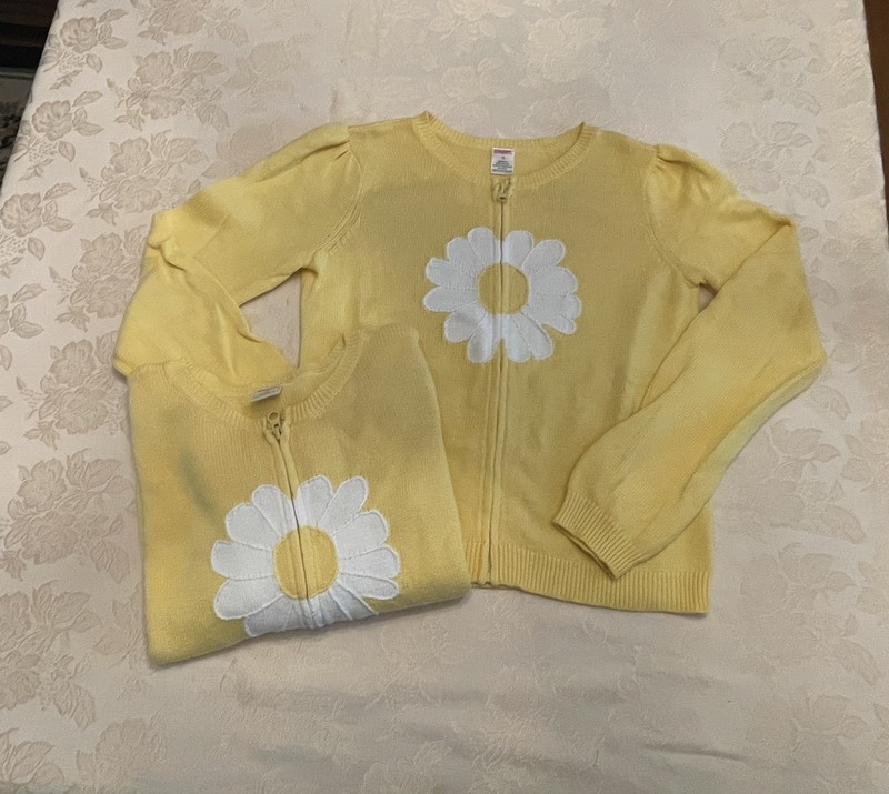 Vintage Gymboree 2007 Yellow Daisy Zip Cardigan Sweater Lot 12 Girls Twins