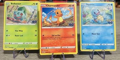 Pokemon Go Charmander, Squirtle, Bulbasaur. Basic Cards