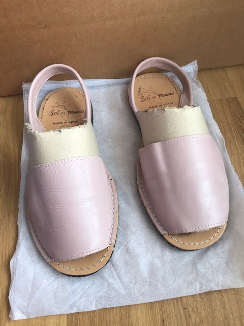 SAOLA SOL DE MENORCA SANDALI BASSI DONNA PELLE ROSA PALLIDO MISURA 40 EUR 7 UK