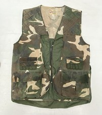 Vintage Sports Afield Vest Men's Med. Green Camo Shooting Hunting Fishing Padded