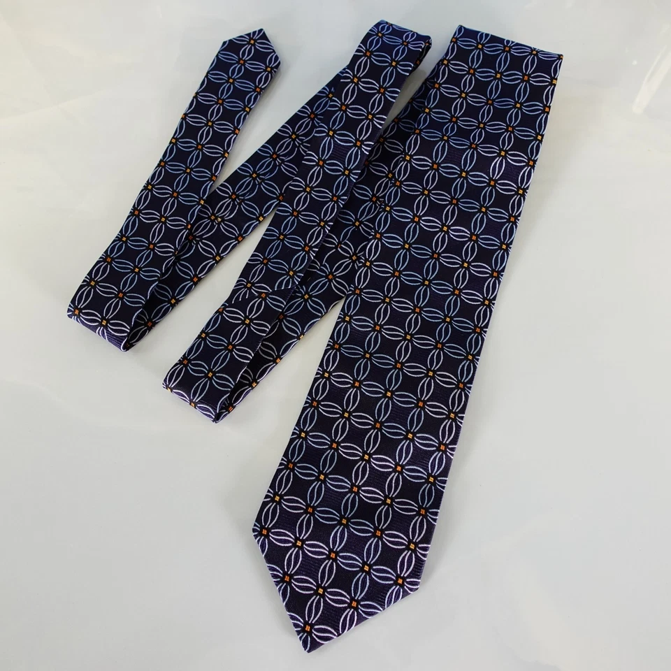 Jos A Bank Corbata Cuello Para Hombre Azul Floral Seda Traje Occidental Índigo Audaz Oscuro ITALIA Foto 3 de 4