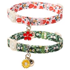Cat Collar, 2Pack Flower Cats Collars-Cute Summer Breakaway Cat Collar with B...