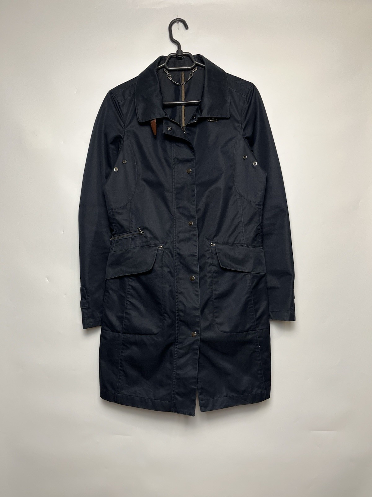 Women’s Light Trench Coat GIMO’S Zip Up Navy Blue Size 44