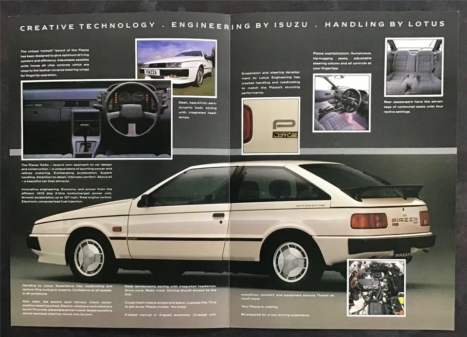 ISUZU PIAZZA TURBO HANDLING BY LOTUS UK Car Sales Brochure 1988 - Image 2 of 3