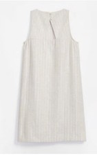 Loft Stripe Dress Size 8 Metallic Shimmer Keyhole Linen Blend NWT