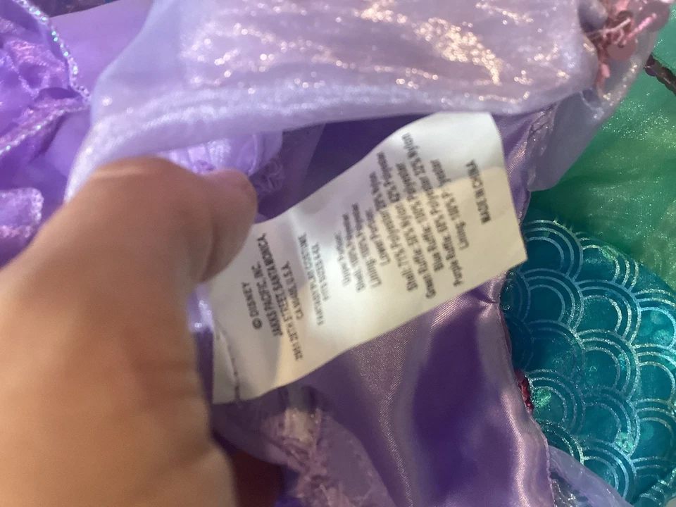 Vestido de Sirena Disney 4-6 Disfraz de Juego Fingido Talla Pequeña Foto 4 de 4