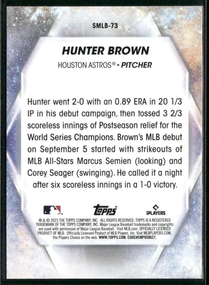 2023 Topps Series 1 #111 & Update #US315 Hunter Brown RC + Insert 9 Card Lot - Image 4 of 4