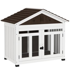 40" Wooden Dog House Outdoor Indoor for Small Medium Large Dogs Elevated Floor