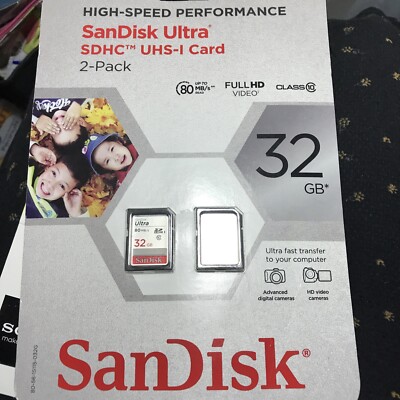 SANDISK ULTRA 32GB MICRO SD SDHC UHS-I CARD 2 PACK SEALED 