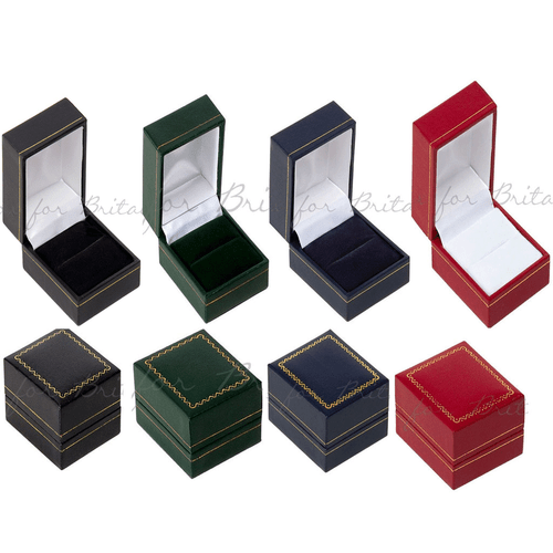 Leatherette Ring Box RED, GREEN, BLACK, BLUE , Gift boxes, display boxes - Afbeelding 1 van 9