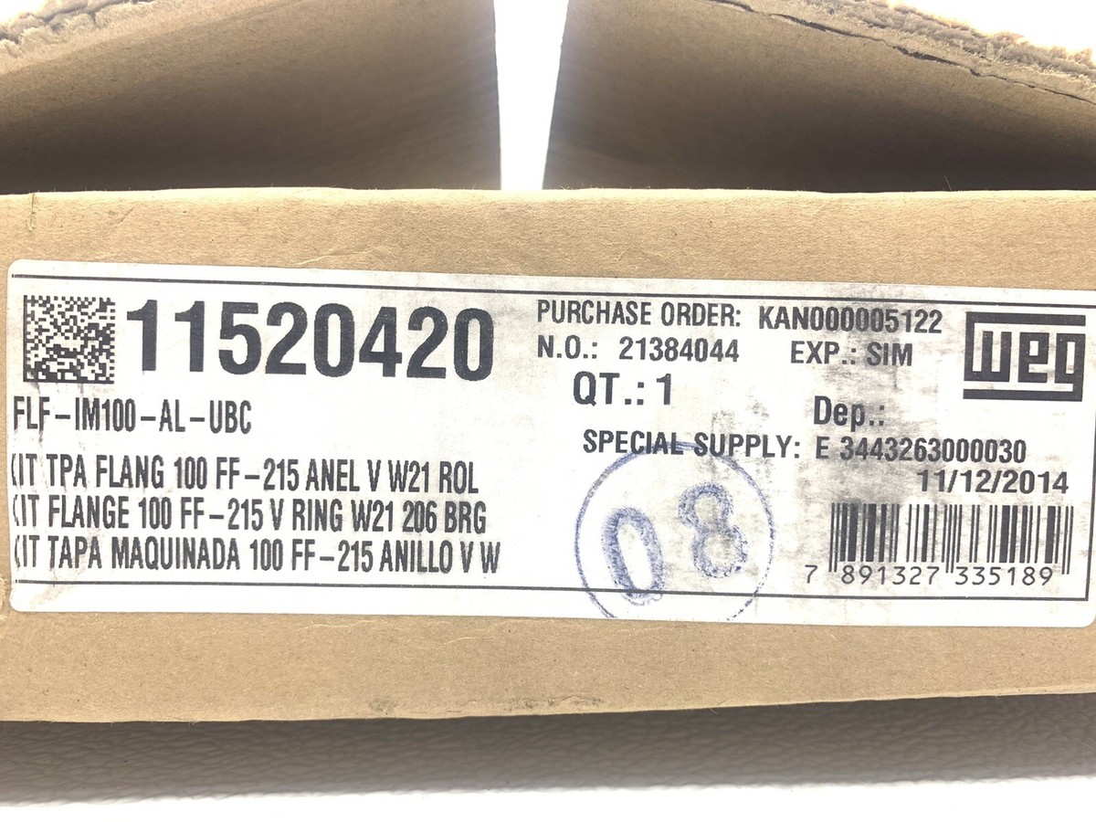 NEW WEG FLF-IM100-AL-UBC KIT FLANGE 100 FF-215 V RING W21