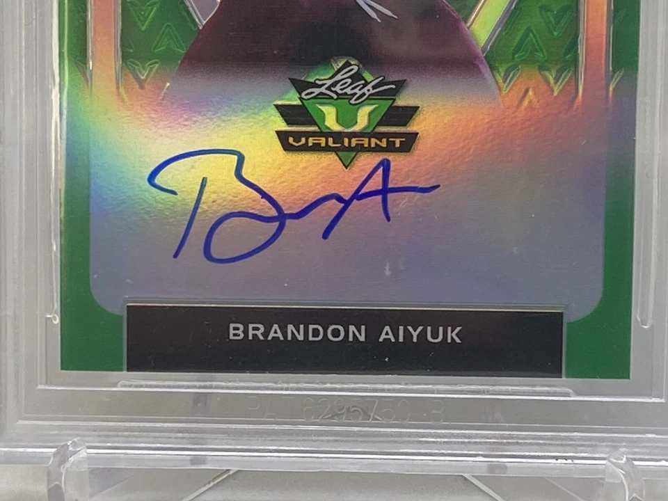 2020 Valiant GRN  BRANDON AIYUK Rookie RC Auto /75 BGS 9.5/10 GEM MT POP 16 - Image 3 of 4