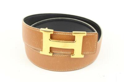 Hermes reversible H belt. Size 75. Black and brown leather. Hermes Swift Epsom 24mm Mini Constance H Belt 75 Black Gold  main image 3