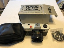 Vintage Yunon YN500 35mm Film Black Silver Camera W/Bag  Box