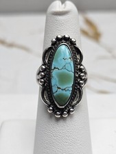 Vintage Sterling Silver Polychrome Spider Web Turquoise Ring Navajo Size 6.25
