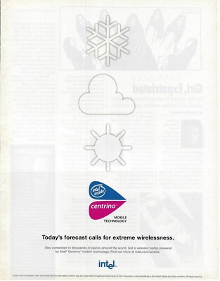2004 Intel Centrino Mobile Technology Today s Forecast Retro Print Ad/Poster