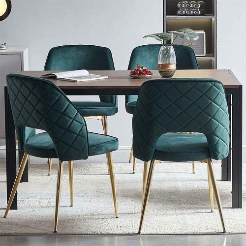 Set of 4 Velvet Dining Chair Upholstered Chair Kitchen Dining Chair w/ Metal Leg - Picture 13 of 48
