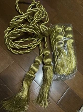 Set of 2 Gold Rope Corded Curtain Tie Backs with Tassels Gold 140” Long New