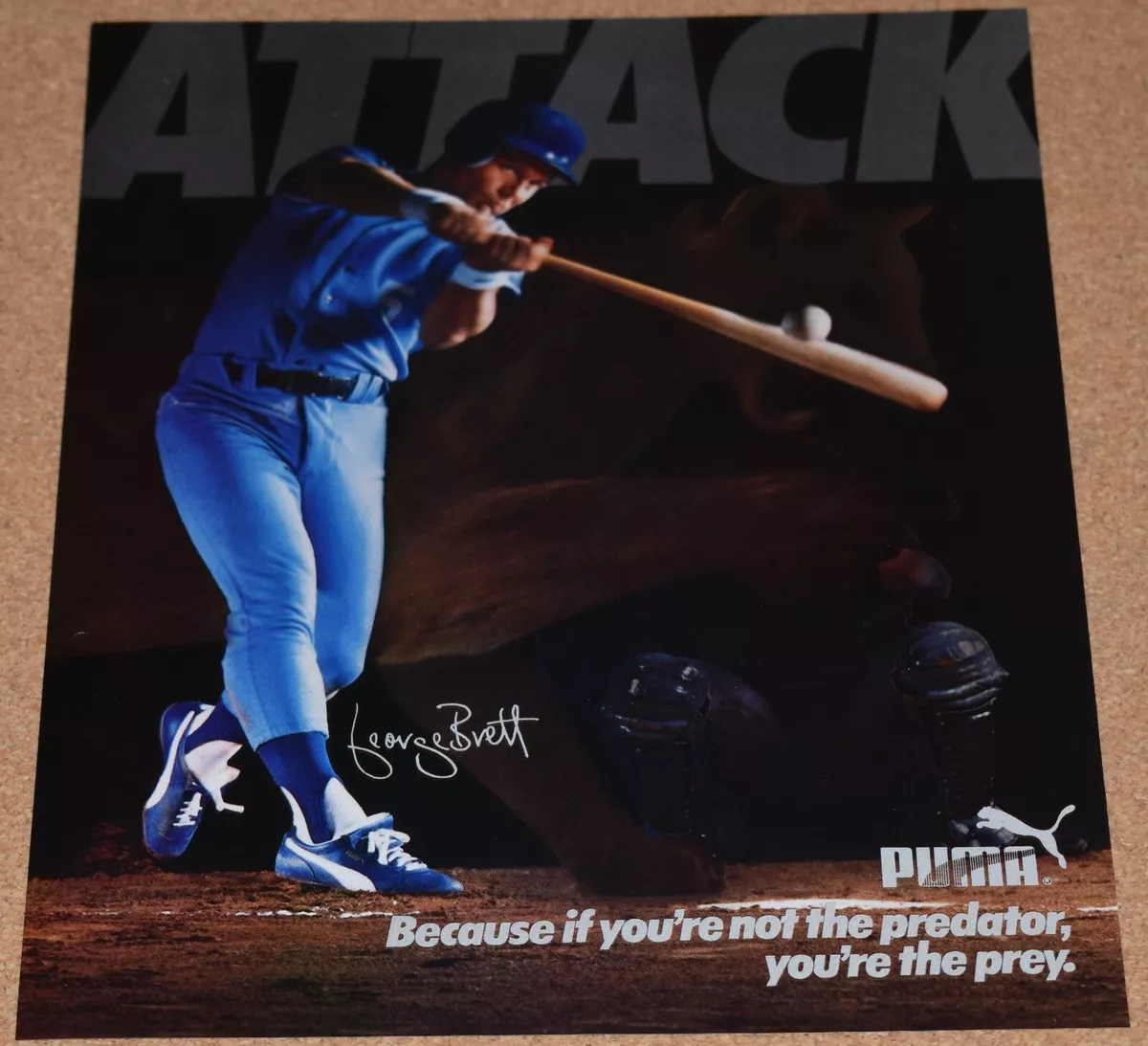 1985 Print Ad George Brett Baseball Puma Attack cleats shoes man