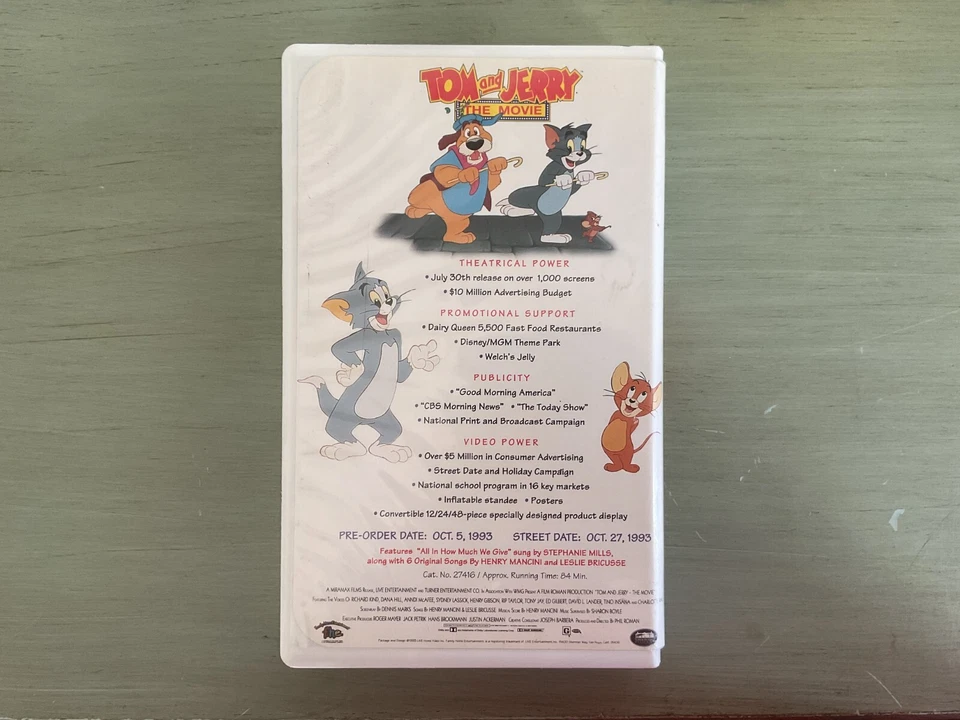 Tom and Jerry The Movie 1993 Screener VHS, HTF, Rare Full Length Screener - Image 2 of 3