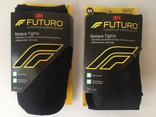 LOT of 2 FUTURO 3M Opaque Tights Women's MEDIUM Black Moderate Compression Level