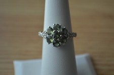 2.35ct Tanzanian Green Apatite /Zircon Ring Platinum over Sterling Silver Size 6