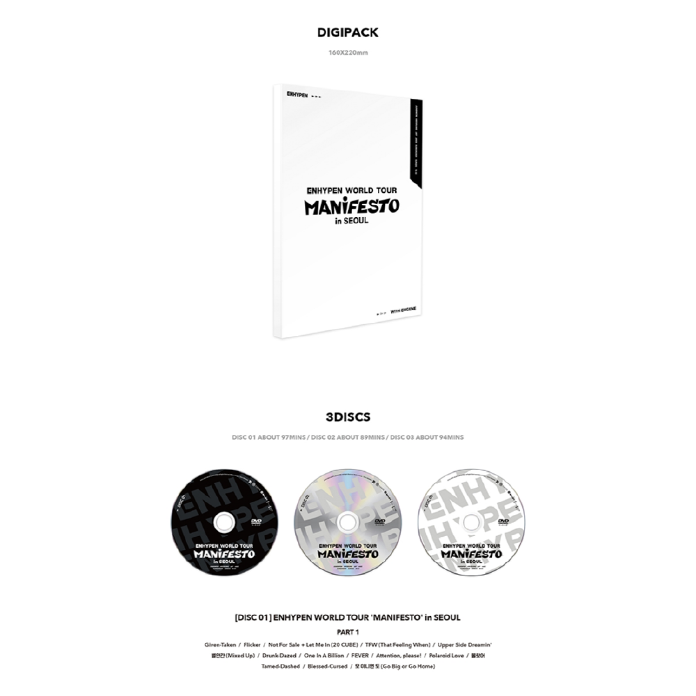 ENHYPEN WORLD TOUR MANIFESTO in SEOUL DVD or Digital Code