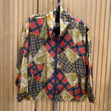Stunt Jacket Womens M Multicolor Full Zip 100% Silk Equestrian Ladies Vintage